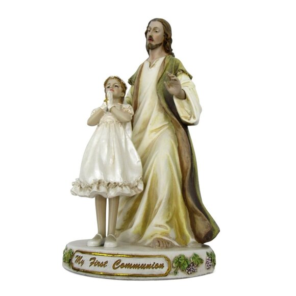 FIRST COMMUNION Jesus and Girl Statue Religious Figurine 9.5" Tall - Picture 3 of 12